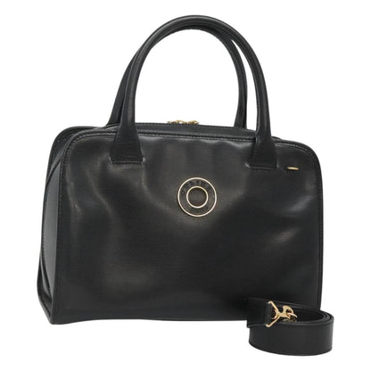 Celine Circle Logo Handbag Leather, BLACK, LEATHER, Handbag