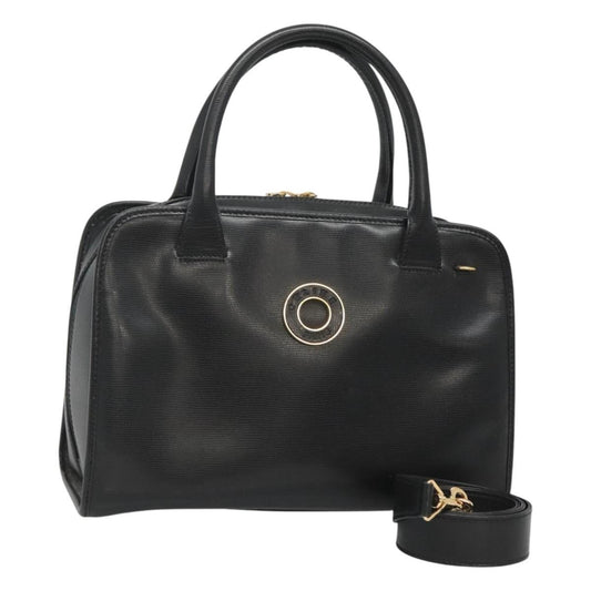 Celine Circle Logo Handbag Leather, BLACK, LEATHER, Handbag