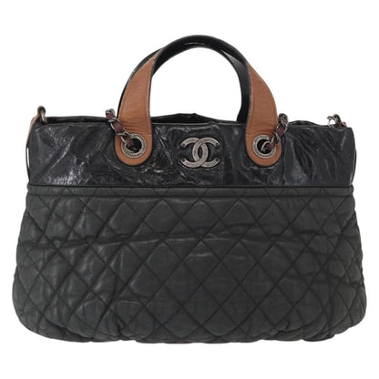 Chanel In The Mix Tote Quilted Iridescent Calfskin, BLACK, LEATHER, Shoulder bag