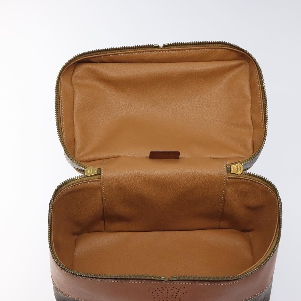 Celine Vintage Double Zip Vanity Case Macadam Coated Canvas, BROWN, CANVAS, Toiletry Case