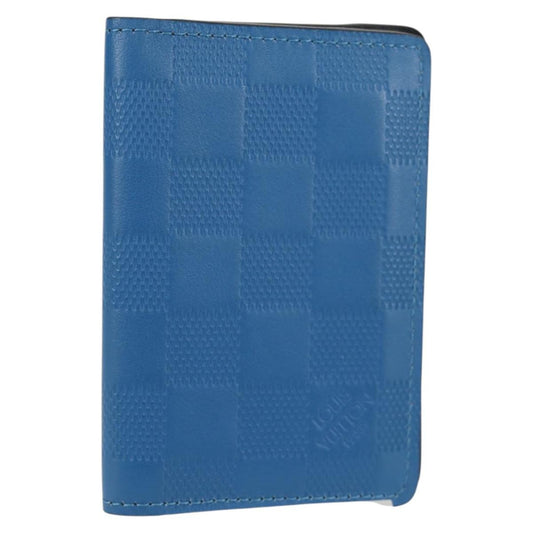 Louis Vuitton pocket organizer Leather, BLUE, LEATHER, Toiletry Case