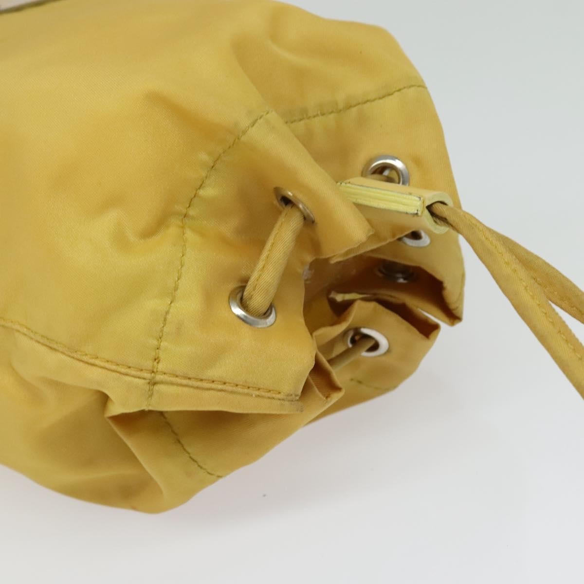 Prada Drawstring Wristlet Bucket Bag Tessuto, YELLOW, NYLON, Clutche & pouche