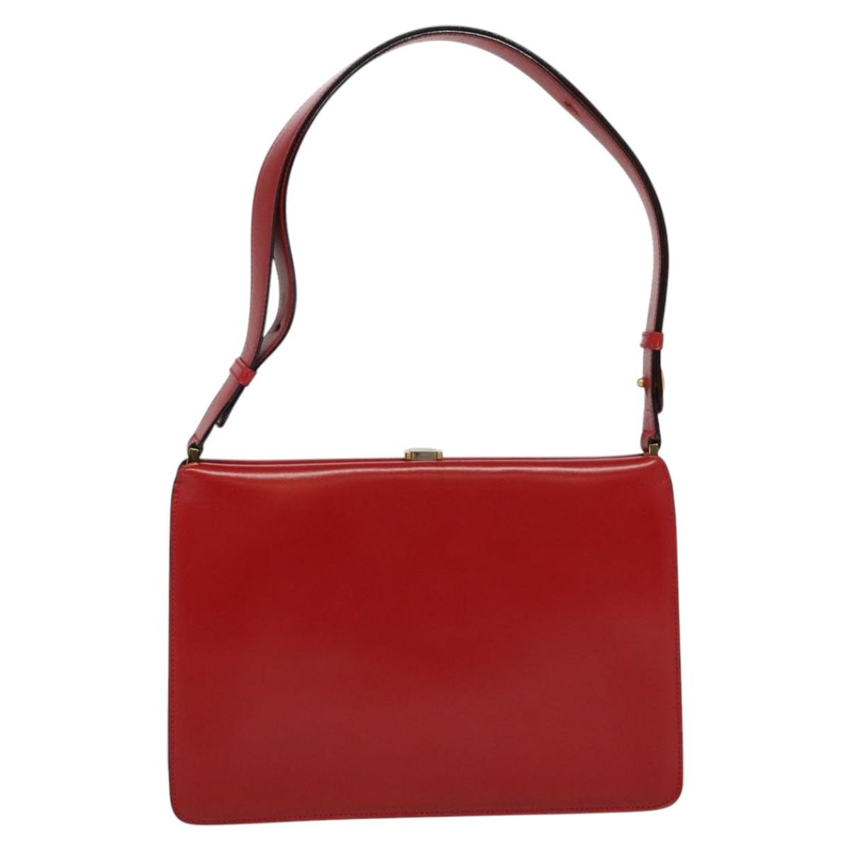 Celine Shoulder Bag Leather, RED, LEATHER, Shoulder bag