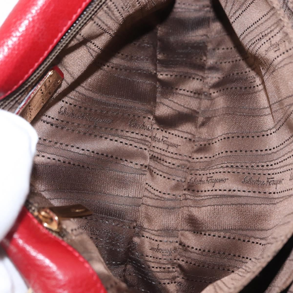 Salvatore Ferragamo Gancini Shoulder Bag Leather, RED, LEATHER, Shoulder bag