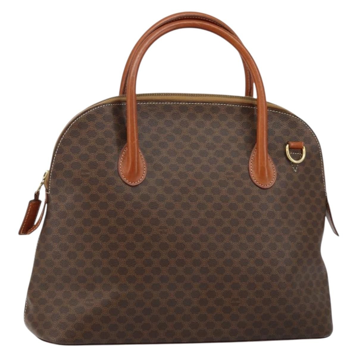 Celine Macadam Handbag Macadam with leather, BROWN, PVC,CANVAS, Handbag