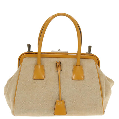 Prada Madras Cerniera Doctor Bag Canvas and Leather, BEIGE, CANVAS, Handbag