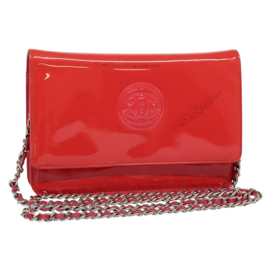 Chanel CC Logo Wallet on Chain Patent, PINK, PATENT_LEATHER, Shoulder bag