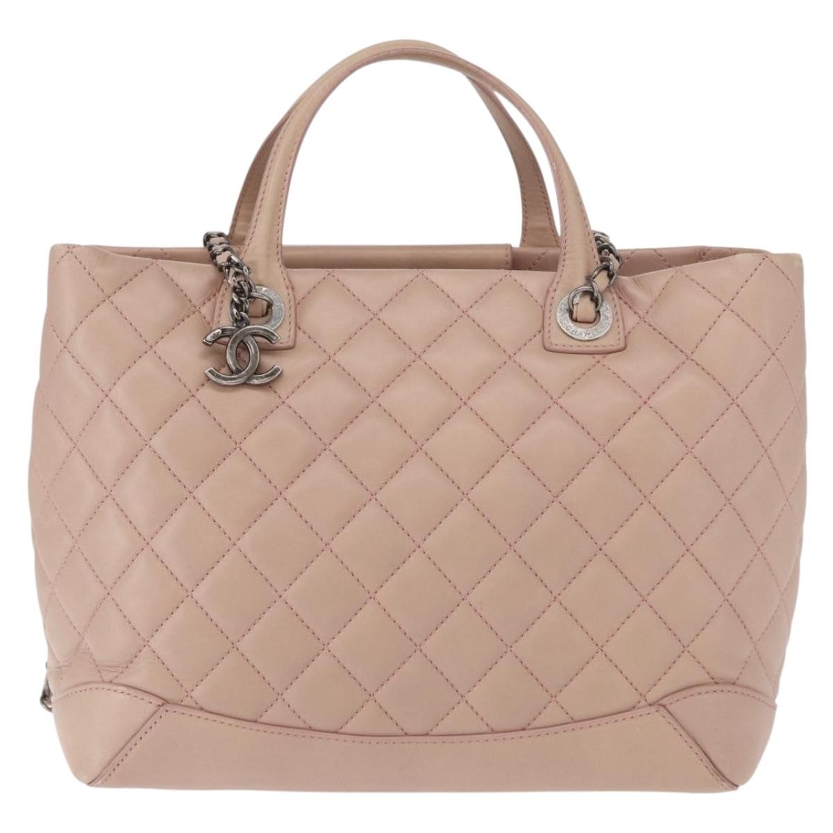 Chanel Easy Shopping Tote Quilted Calfskin, PINK, LEATHER, Tote bag
