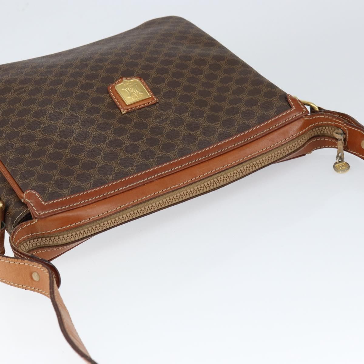 Celine Macadam Shoulder Bag PVC Leather, BROWN, CANVAS, Shoulder bag