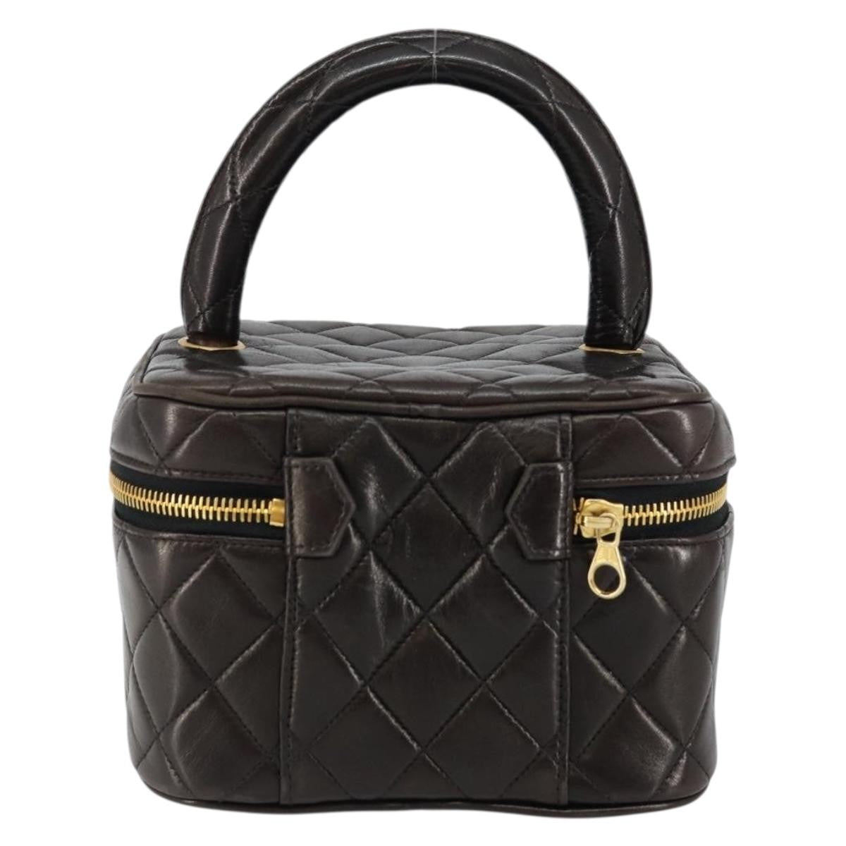 Chanel Vanity pouch Leather, BLACK, LEATHER, Toiletry Case