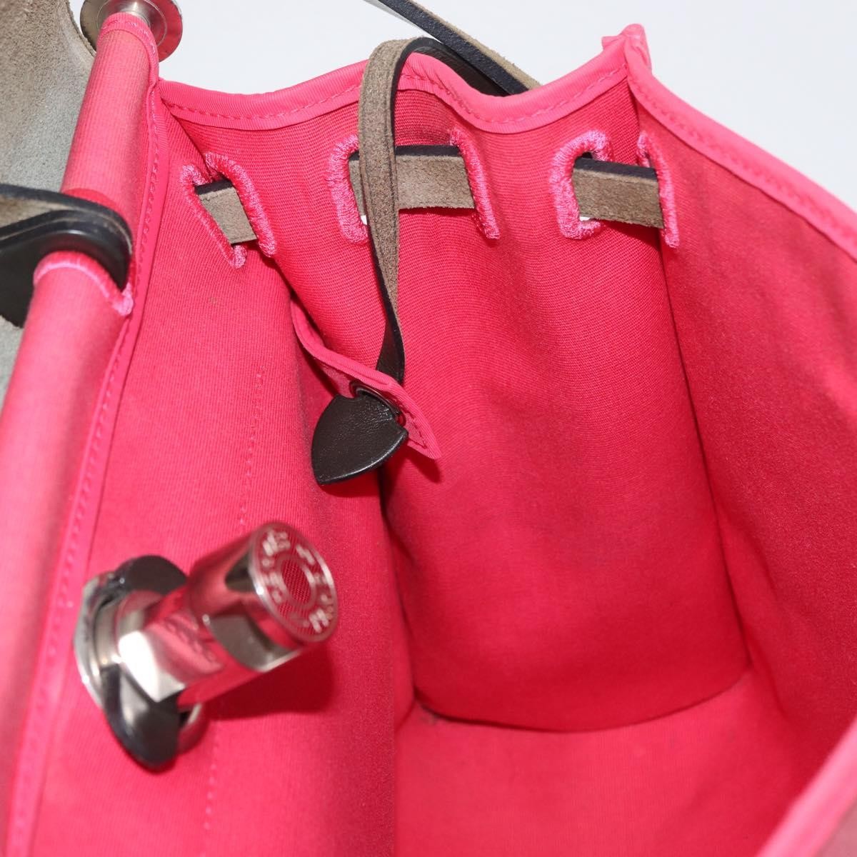 Hermes Herbag Zip Leather and Toile, PINK, CANVAS, Shoulder bag