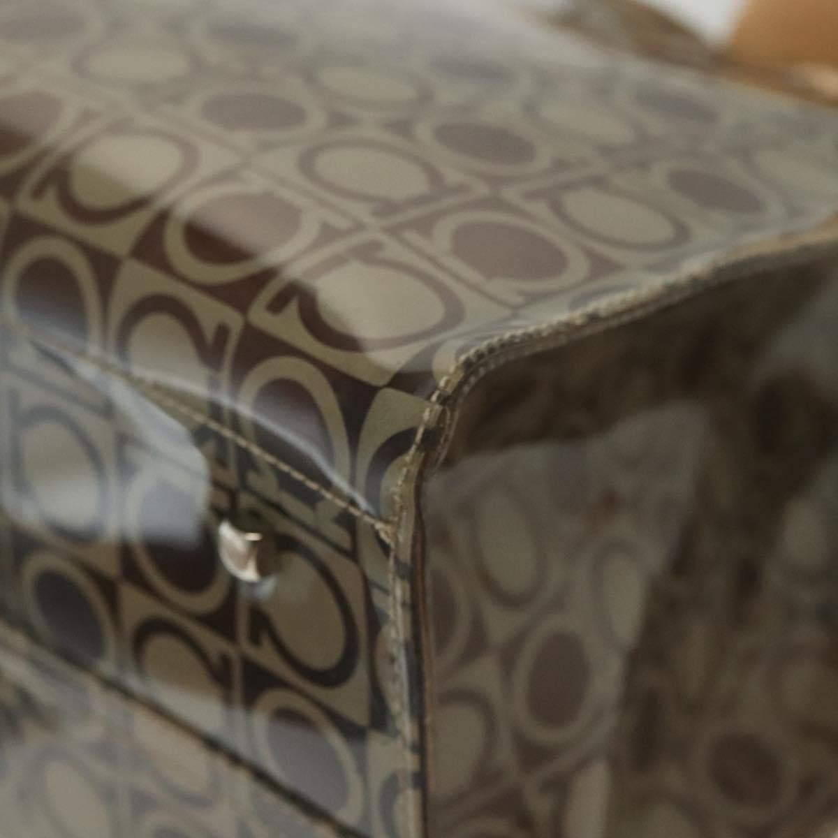 Salvatore Ferragamo Gancini Tote Vinyl, BROWN, SYNTHETIC, Tote bag