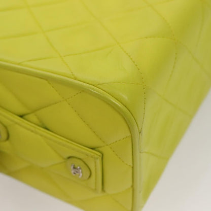 Chanel Vintage Metal Box Bag Quilted Lambskin, YELLOW, LEATHER, Handbag