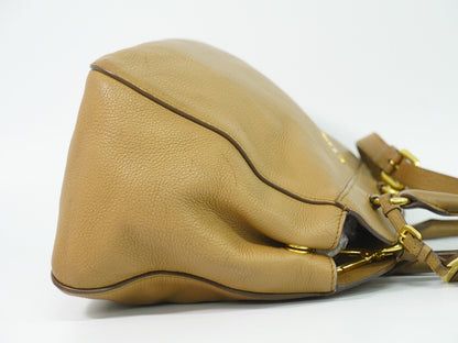 Prada Vintage Handbag Leather, BEIGE, LEATHER, Handbag