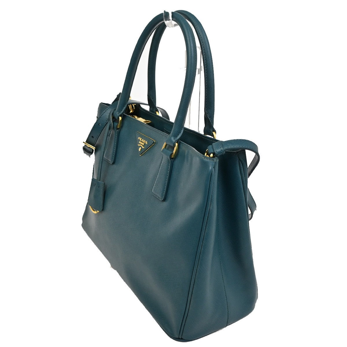 Prada Double Zip Lux Tote Saffiano Leather, GREEN, LEATHER, Tote bag