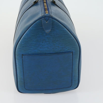 Louis Vuitton Keepall Bag Epi Leather, BLUE, LEATHER, Travel bag
