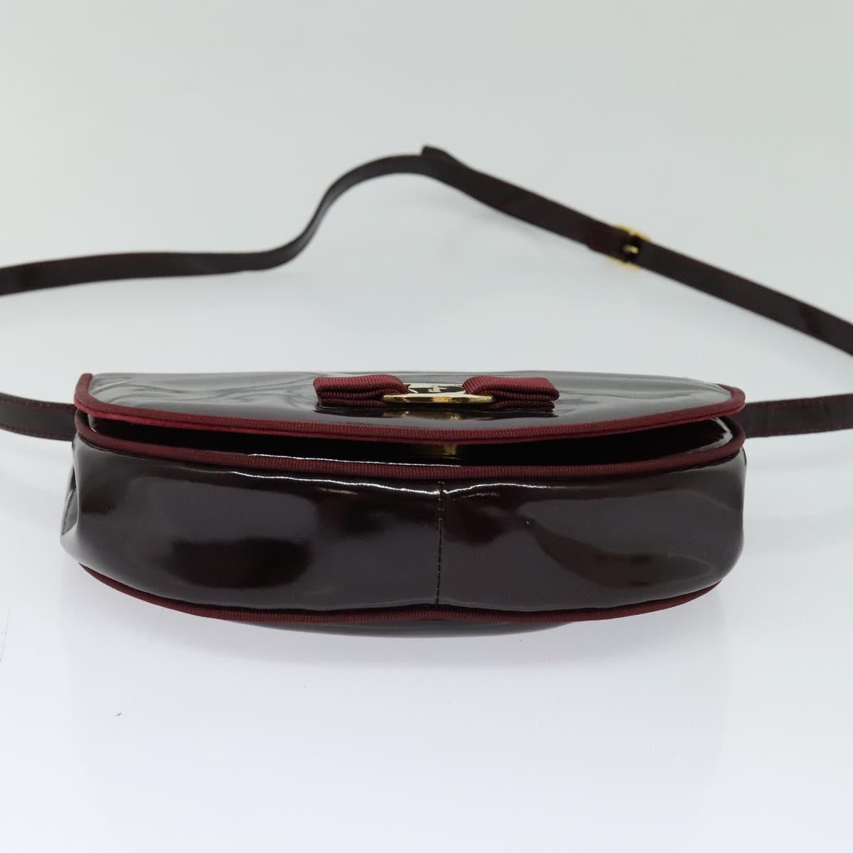 Salvatore Ferragamo Vala Shoulder Bag Patent Leather, BURGUNDY, PATENT_LEATHER, Shoulder bag