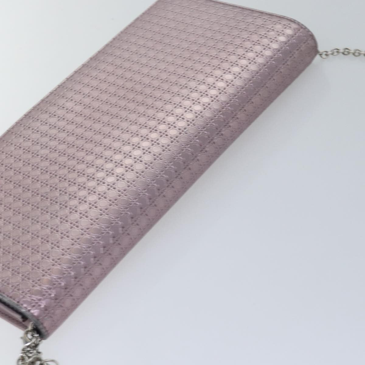 Christian Dior Lady Dior Croisiere Chain Wallet Micro Cannage Metallic Calfskin, PINK, LEATHER, Shoulder bag