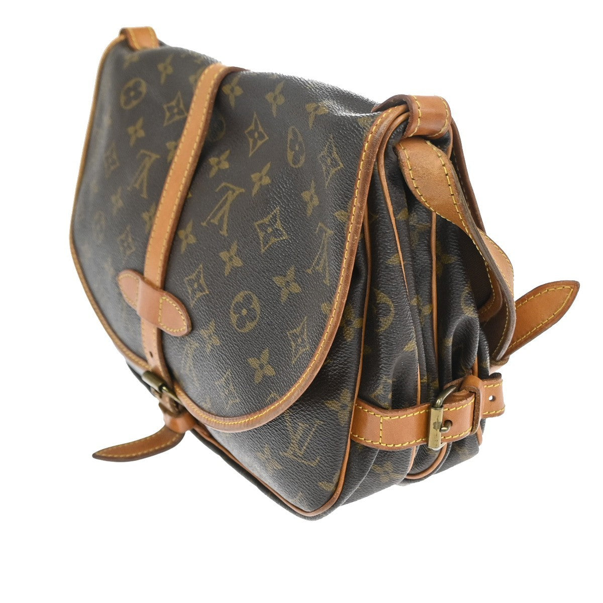 Louis Vuitton Saumur Handbag Monogram Canvas, Brown, Canvas, Shoulder Bag