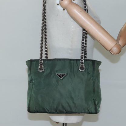 Prada Vintage Chain Tote Tessuto, GREEN, NYLON, Tote bag