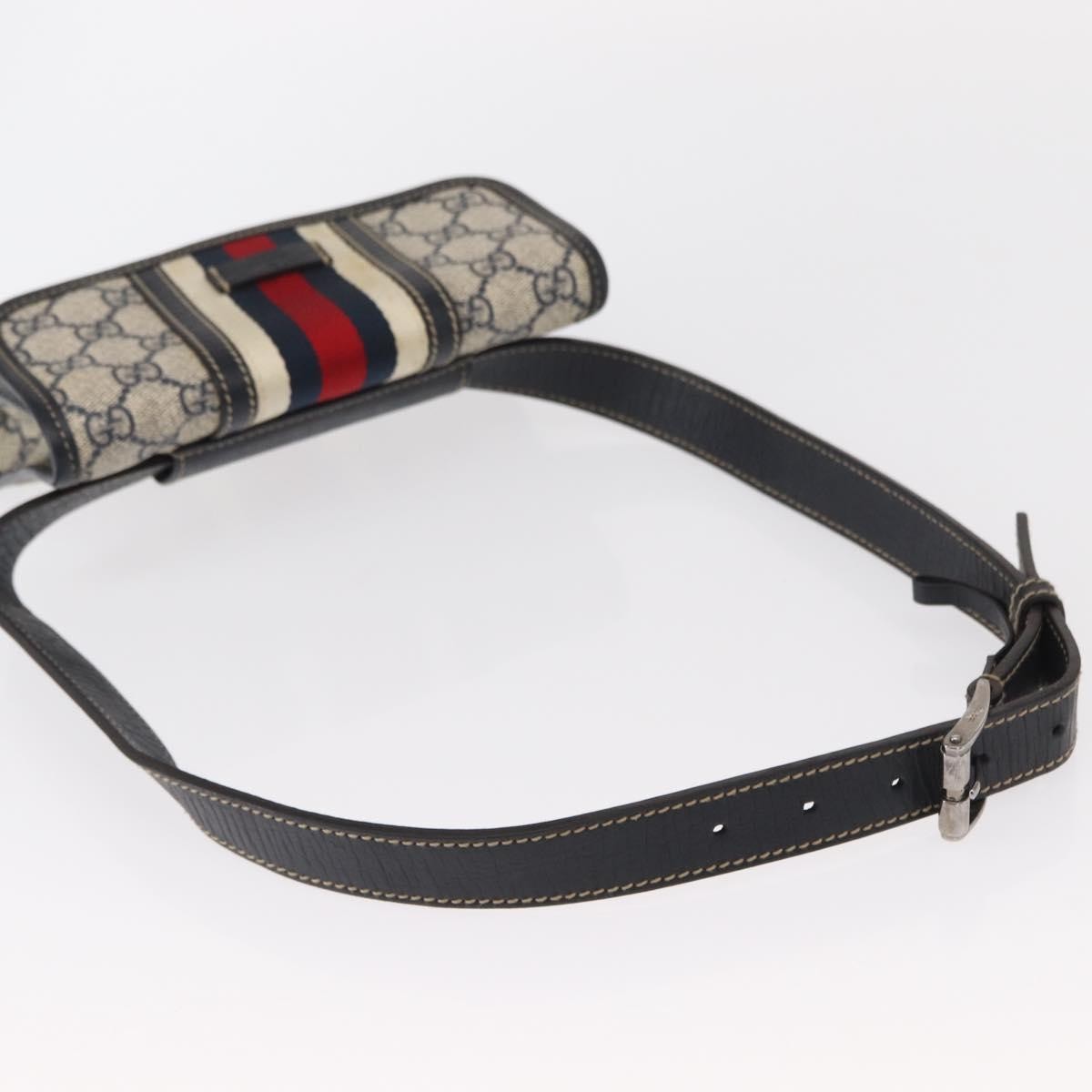 Gucci Vintage Web Belt Bag GG Coated Canvas, NAVY, PVC, Clutche & pouche