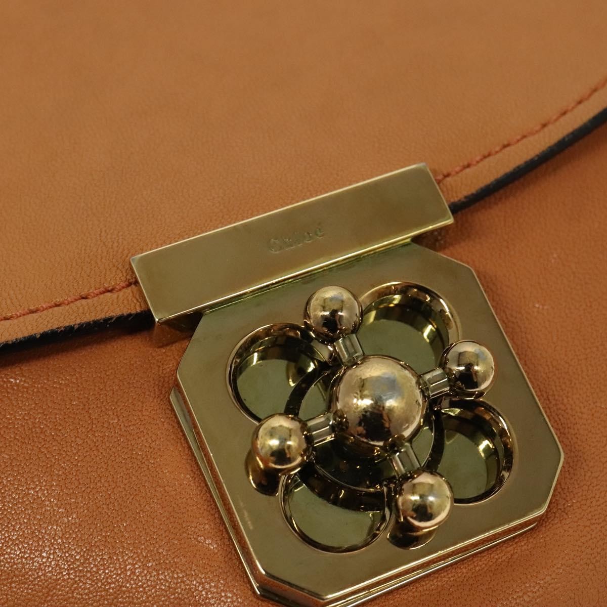 Chloe Elsie Shoulder Bag Perforated Leather, ORANGE, LEATHER, Shoulder bag