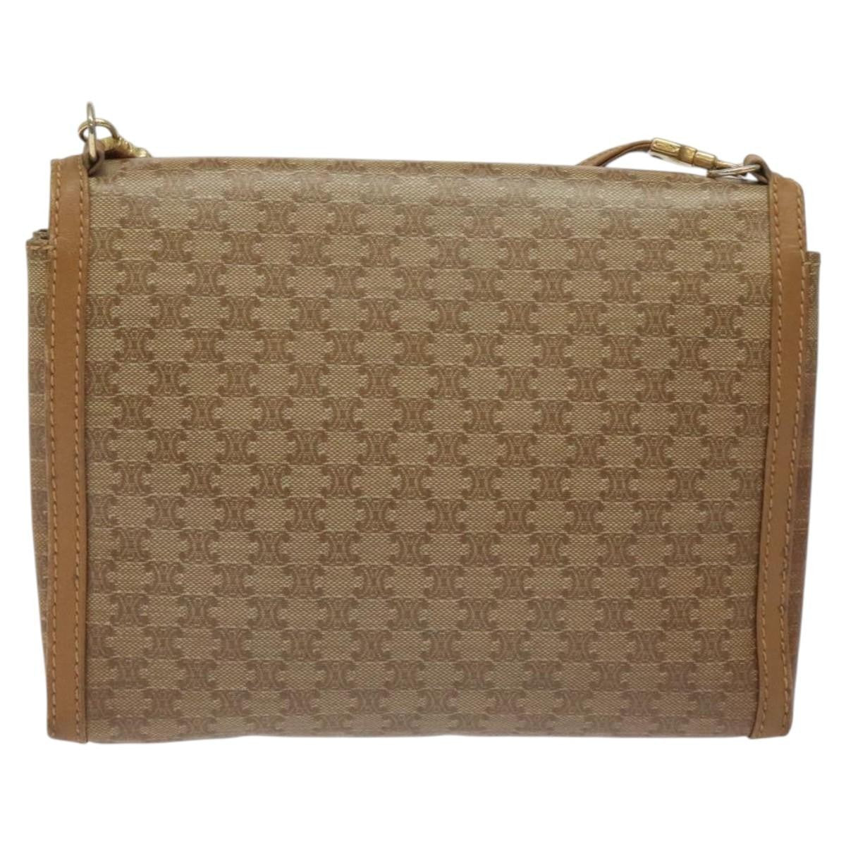 Celine Macadam Shoulder Bag Canvas, BROWN, CANVAS, Shoulder bag