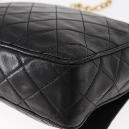 Chanel CC Chain & Tassel Front Pocket Camera Bag Quilted Lambskin, BLACK, LEATHER, Shoulder bag