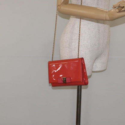 Salvatore Ferragamo Ginny Crossbody Bag Patent, ORANGE, PATENT_LEATHER, Shoulder bag