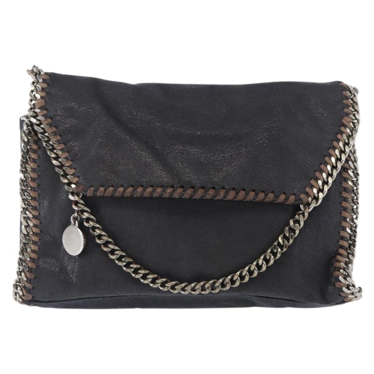 Stella McCartney Falabella Fold Over Crossbody Bag Shaggy Deer, NAVY, POLYESTER, Shoulder bag