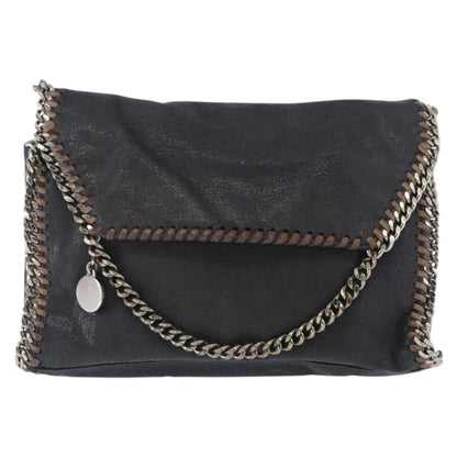 Stella McCartney Falabella Fold Over Crossbody Bag Shaggy Deer, NAVY, POLYESTER, Shoulder bag