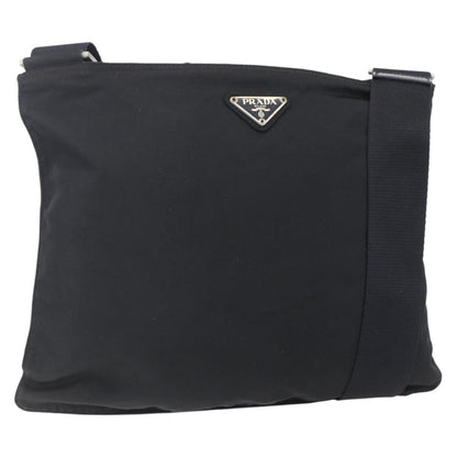 Prada Flat Messenger Bag Tessuto, BLACK, NYLON, Shoulder bag