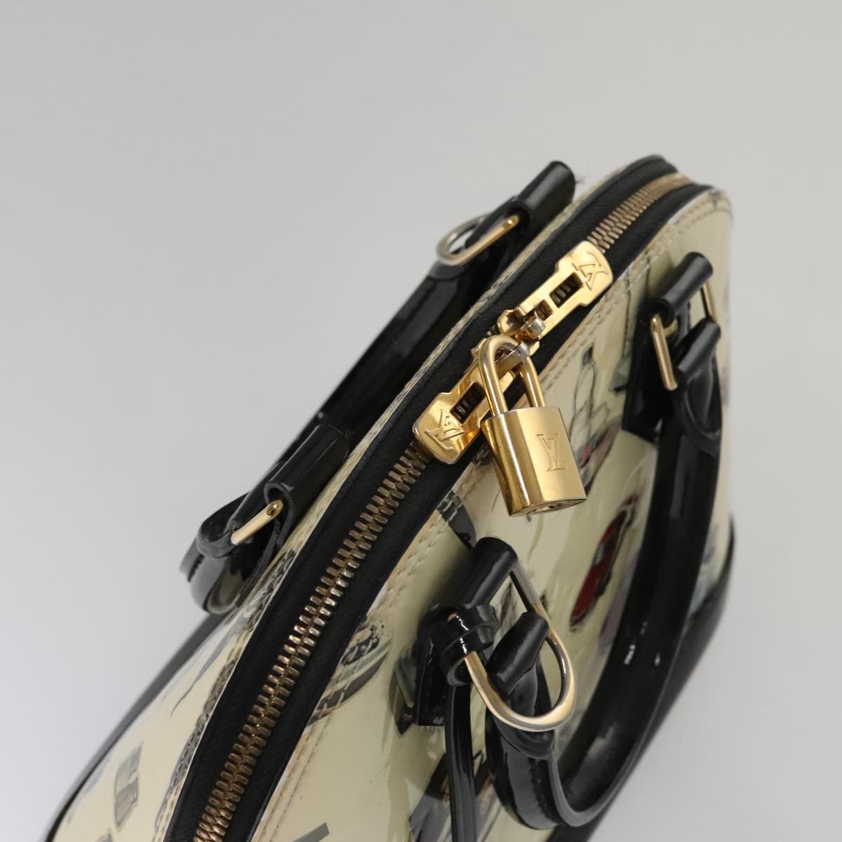Louis Vuitton Alma Handbag Monogram Vernis, WHITE, PATENT_LEATHER, Handbag