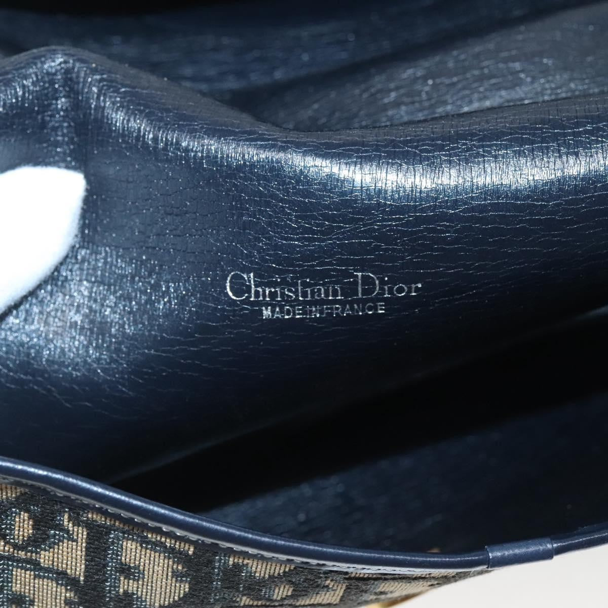 Christian Dior Vintage CD Logo Shoulder Bag Leather, NAVY, CANVAS, Shoulder bag