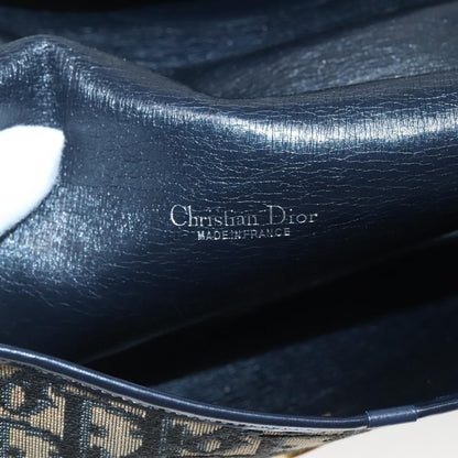 Christian Dior Vintage CD Logo Shoulder Bag Leather, NAVY, CANVAS, Shoulder bag
