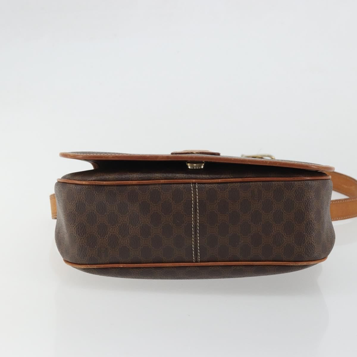 Celine Vintage Macadam Shoulder Bag Canvas and Leather, Brown, Canvas, Shoulder Bag