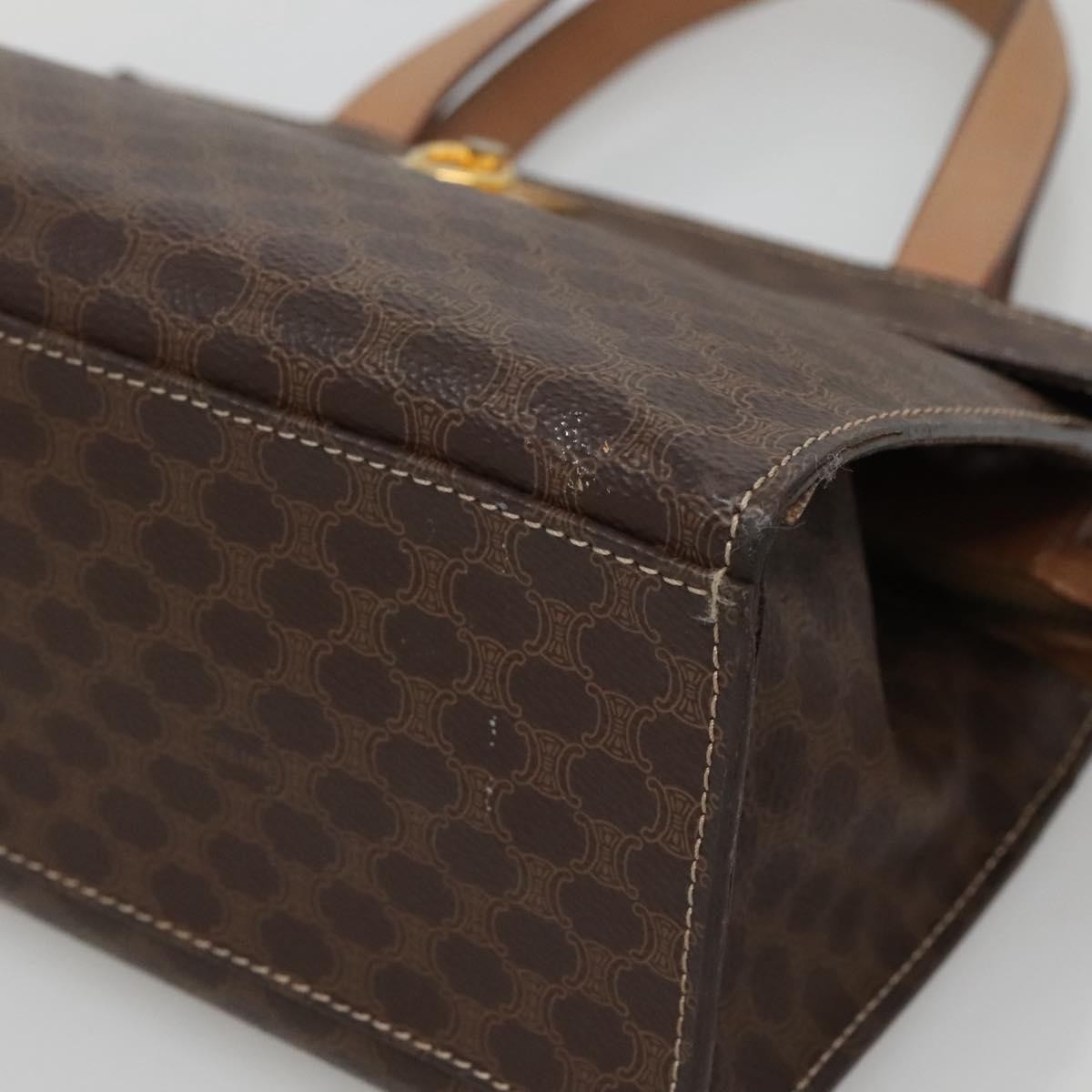 Celine Vintage Macadam Handbag Canvas and Leather, BROWN, CANVAS, Handbag