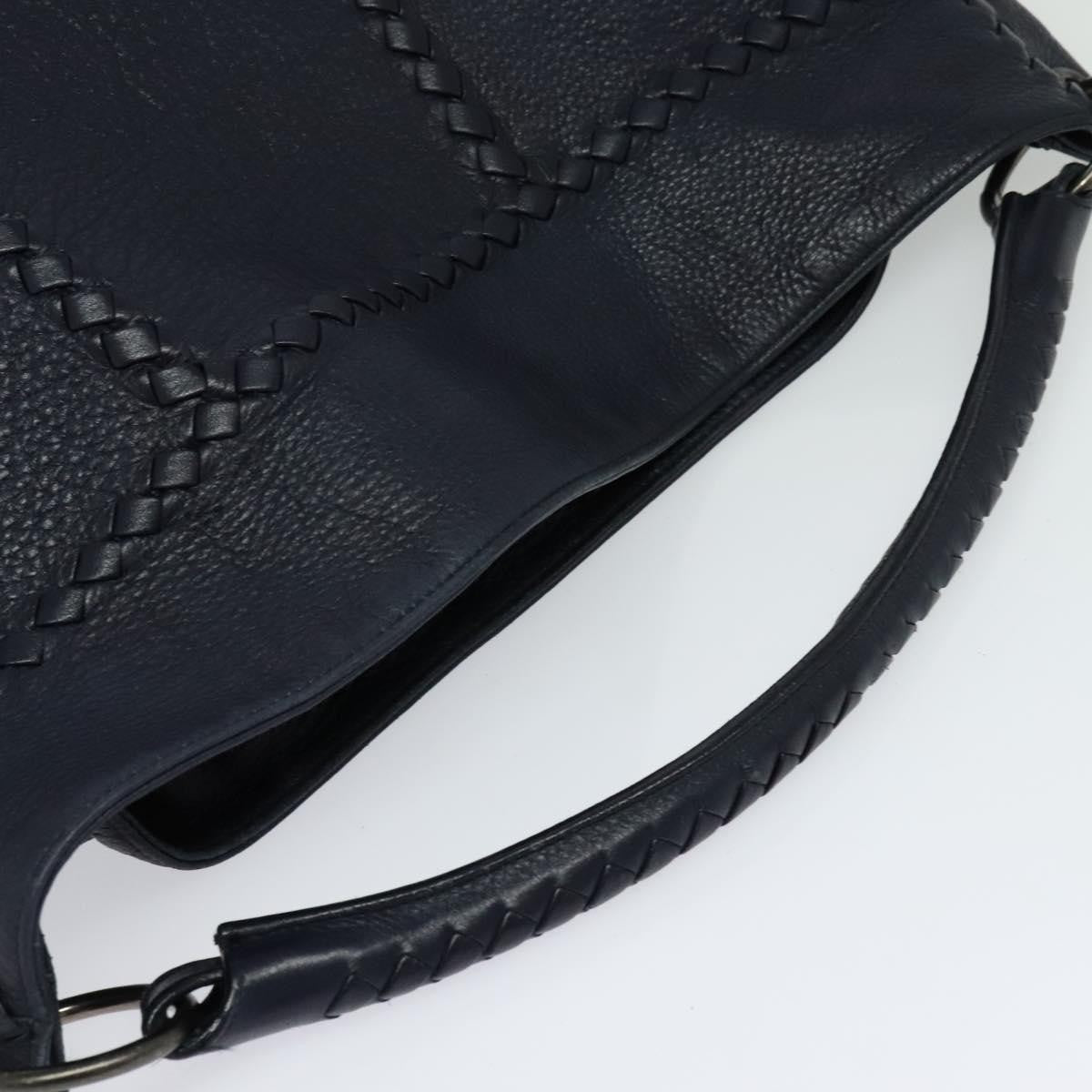 Bottega Veneta Open Hobo Cervo with Intrecciato Detail, NAVY, LEATHER, Shoulder bag