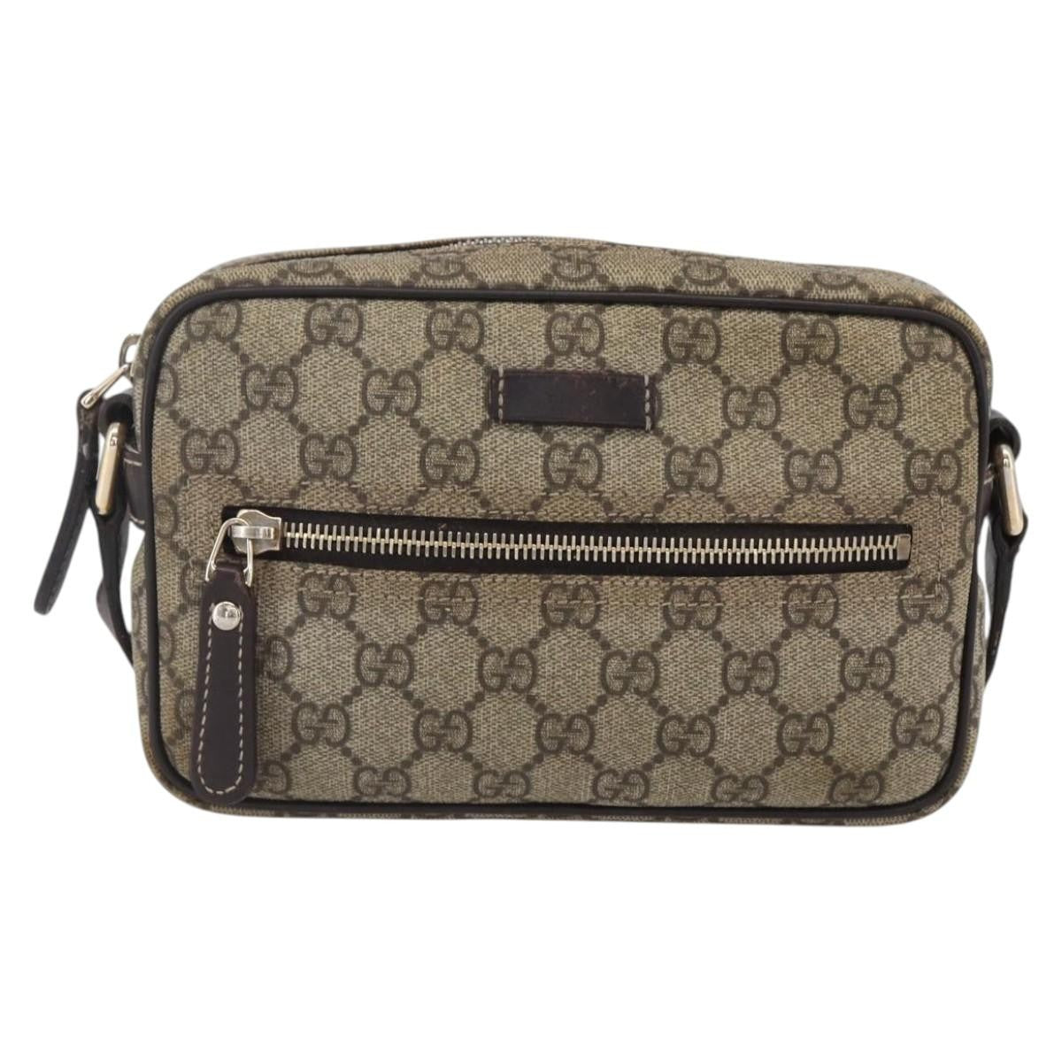 Gucci Front Zip Crossbody GG Canvas, BEIGE, CANVAS, Shoulder bag