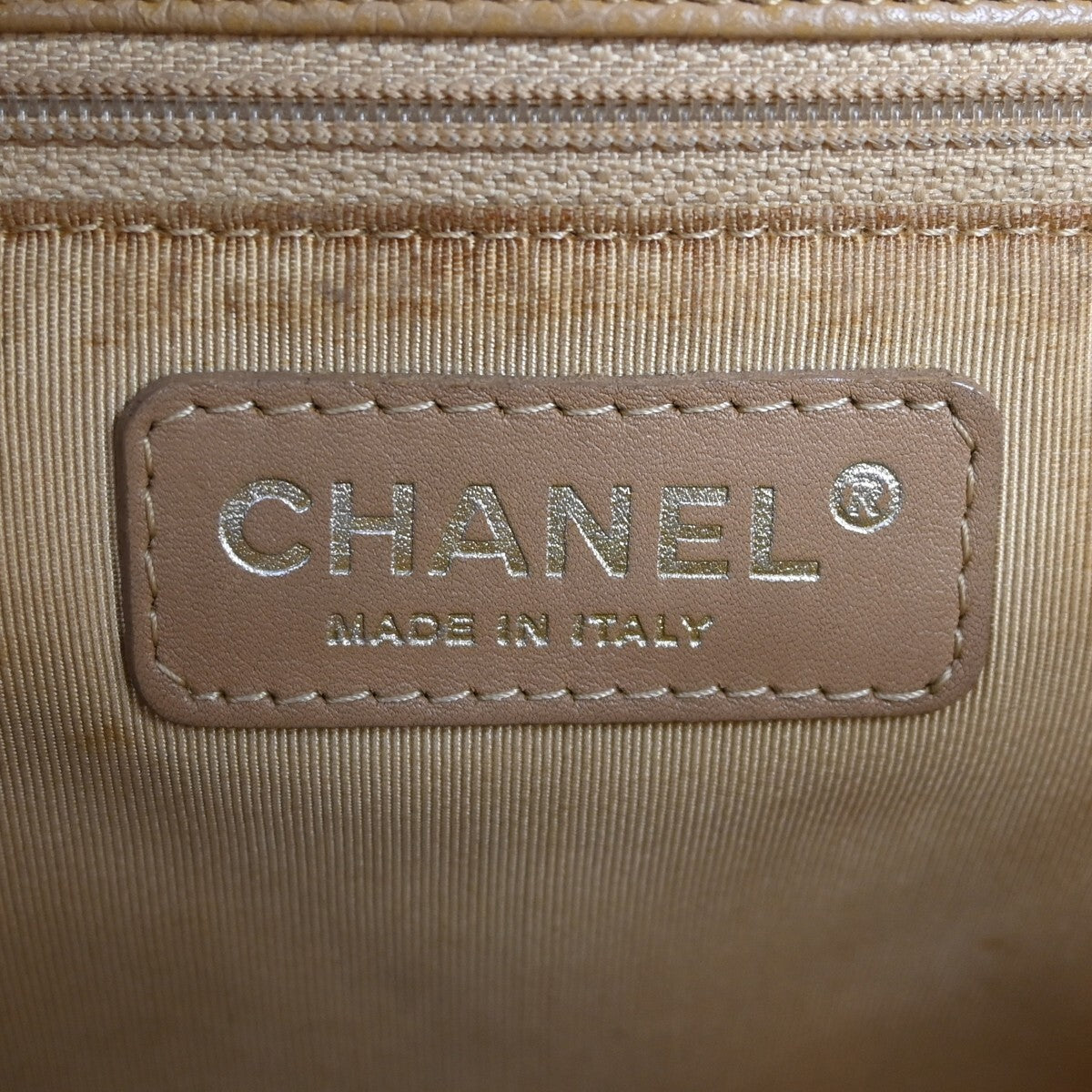Chanel Petite Shopping Tote Quilted Caviar, Beige, Leather, Shoulder Bag