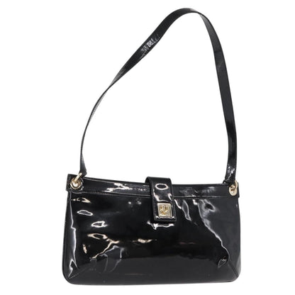 Salvatore Ferragamo Gancini Shoulder Bag Patent Leather, BLACK, PATENT_LEATHER, Shoulder bag