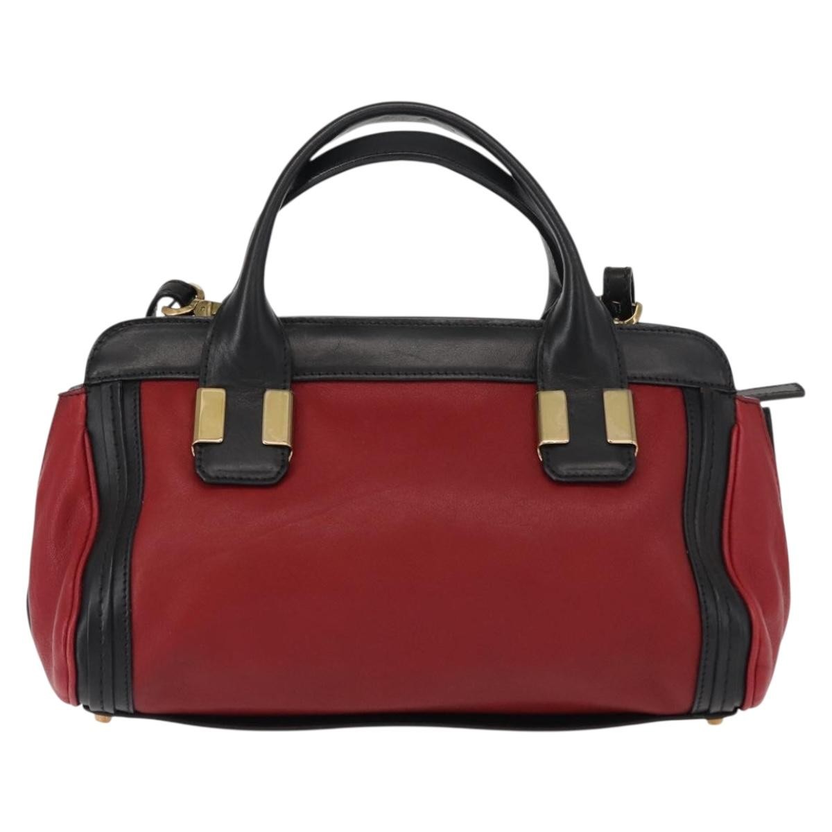 Chloe Alice Satchel Leather, RED, LEATHER, Handbag