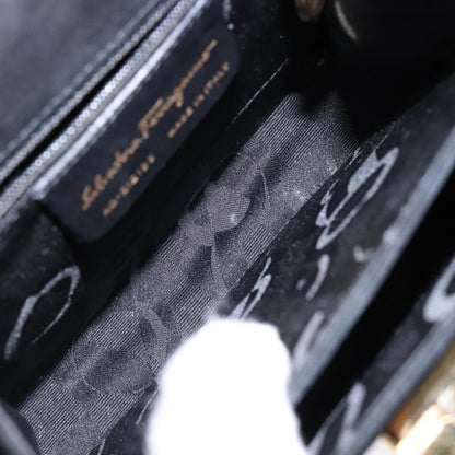 Salvatore Ferragamo Convertible Top Handle Bag Leather, BLACK, SUEDE, Handbag