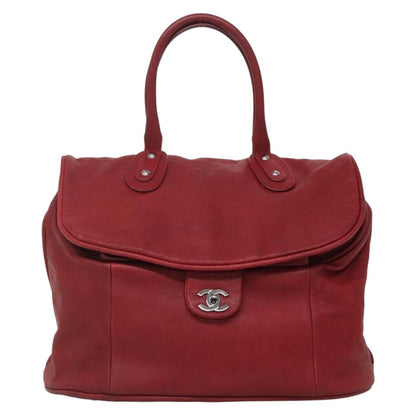Chanel CC Round Flap Doctor Bag Lambskin, RED, LEATHER, Travel bag