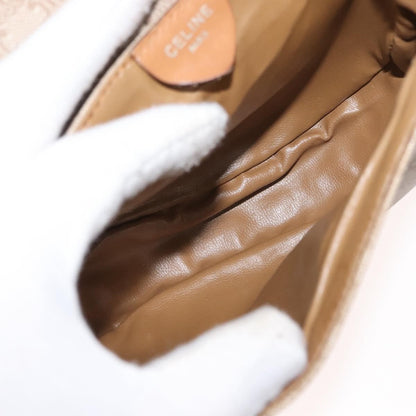 Celine Vintage Macadam Shoulder Bag Canvas and Leather, BEIGE, CANVAS, Shoulder bag