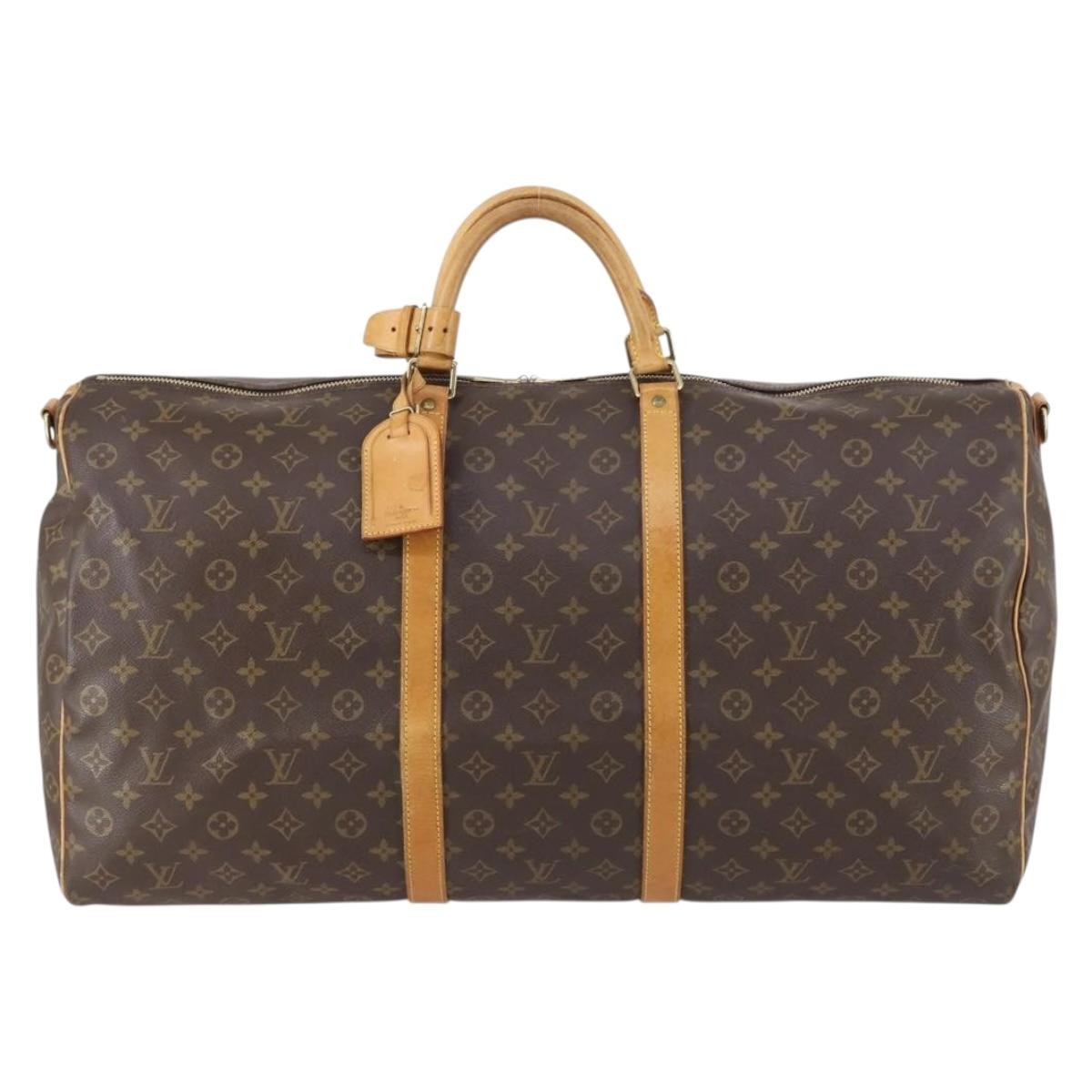Louis Vuitton Keepall Bandouliere Bag Monogram Canvas, BROWN, CANVAS, Travel bag