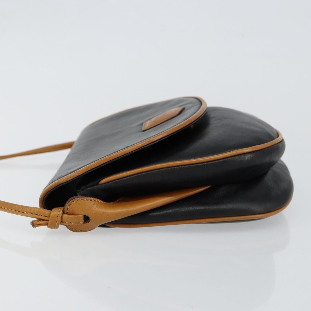 Celine Vintage Flap Shoulder Bag Leather, NAVY, LEATHER, Shoulder bag