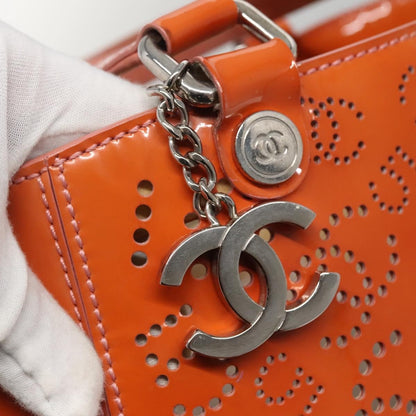 Chanel CC No.5 Shopping Tote Perforated Patent, ORANGE, PATENT_LEATHER, Tote bag