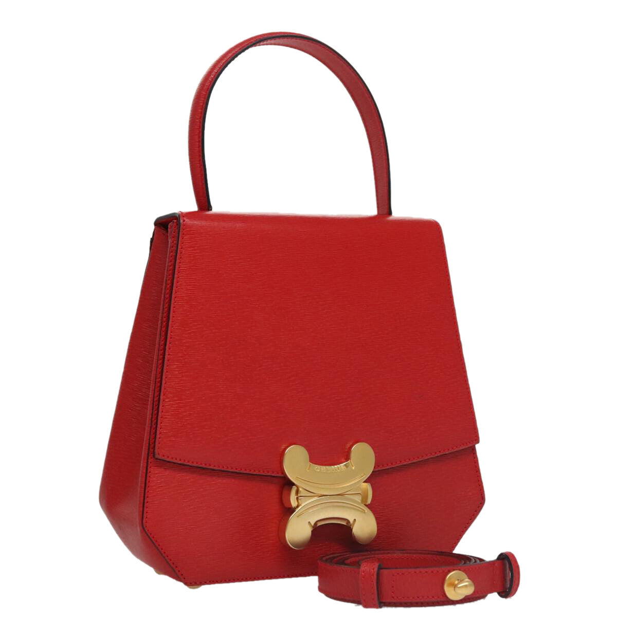 Celine Cuir Triomphe Bag Leather, RED, LEATHER, Handbag