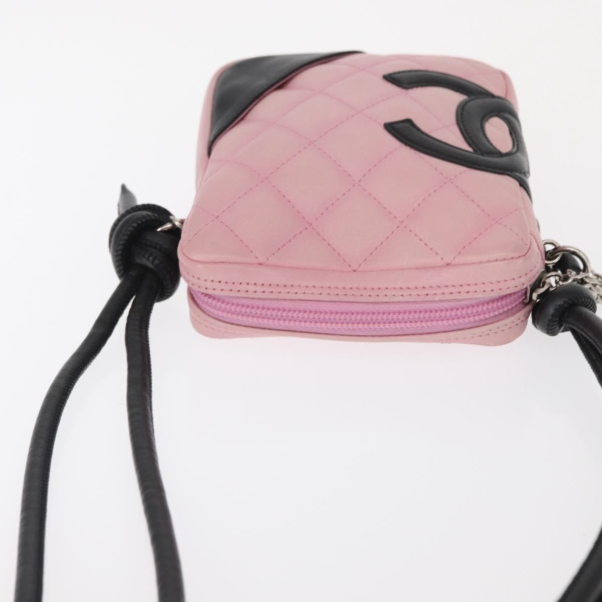 Chanel Cambon Crossbody Bag Quilted Leather, PINK, LEATHER, Clutche & pouche